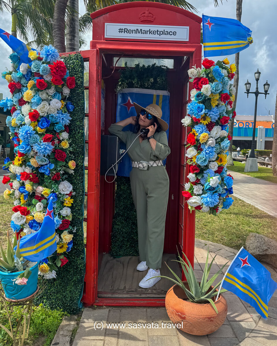 Phonebooth in front of Renaissance Marketplace, Oranjestad, Aruba
