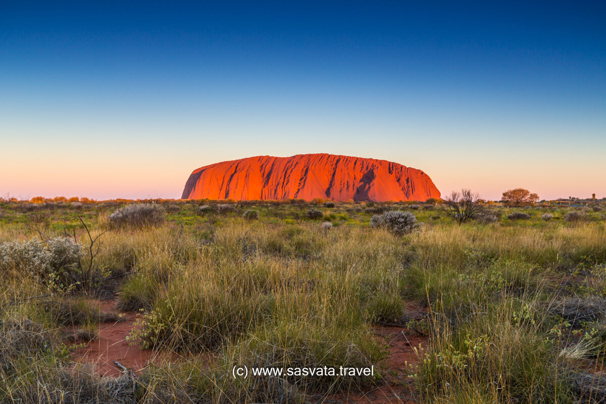 Beautiful view of Uluru, Ayers rock before sunset at Uluru-Kata Tjuta National Park, Northern Territory, Australia.