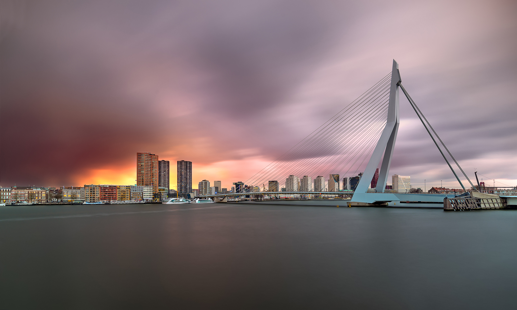 Modern Architecture of Rotterdam - Erasmus bridge